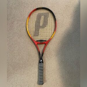 Prince Tennis Racket in Red, Yellow and Black Accent